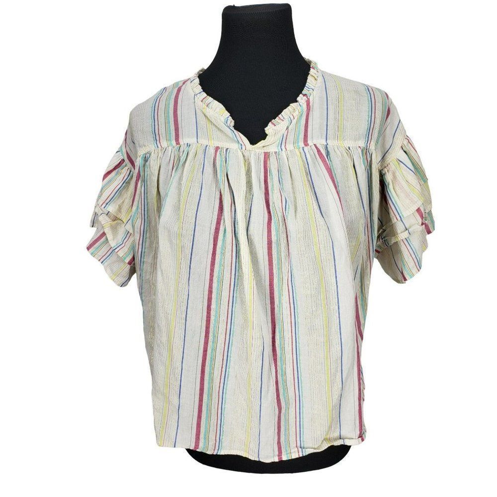Peyton &‎ Parker Girls Ruffle Striped Babydoll Oversized Blouse Size Large (14)